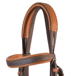 Cabezada inglesa doma "Los Nietos Dressage" con doble rienda Biothane | Marrón y avellana