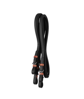 Cabezada inglesa doma "Los Nietos Dressage" con doble rienda Biothane | Negro y avellana