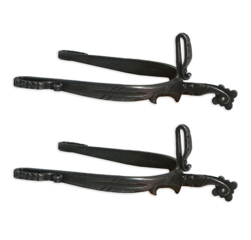 Espuela vaquera de fragua 'Los Nietos Dressage' | Remachada | Ruleta flor