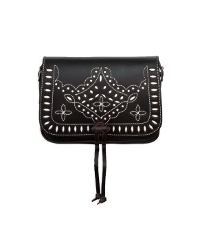 Bolso Rociero costura Tres flores | Engrasado - Blanco