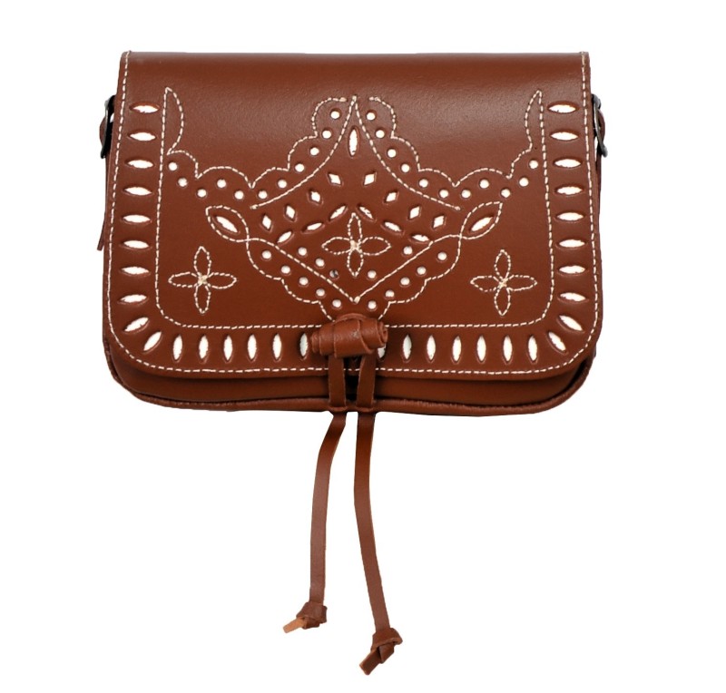 Bolso Rociero costura Tres flores | Avellana