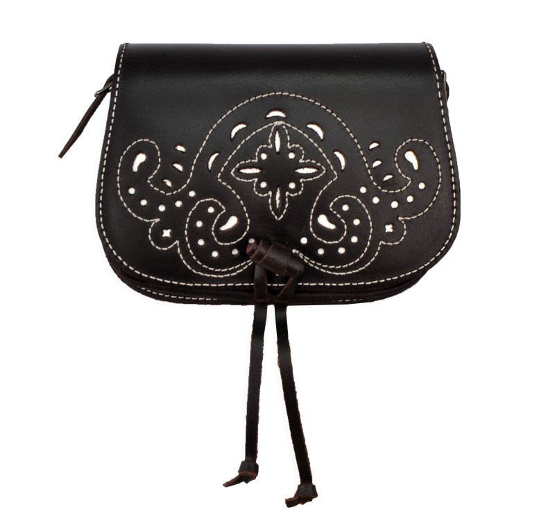 Bolso Rociero Solapa Ancha | Oscuro-blanco