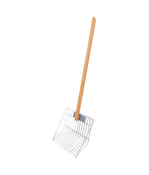 Rastrillo horquilla para estiércol con mango de madera