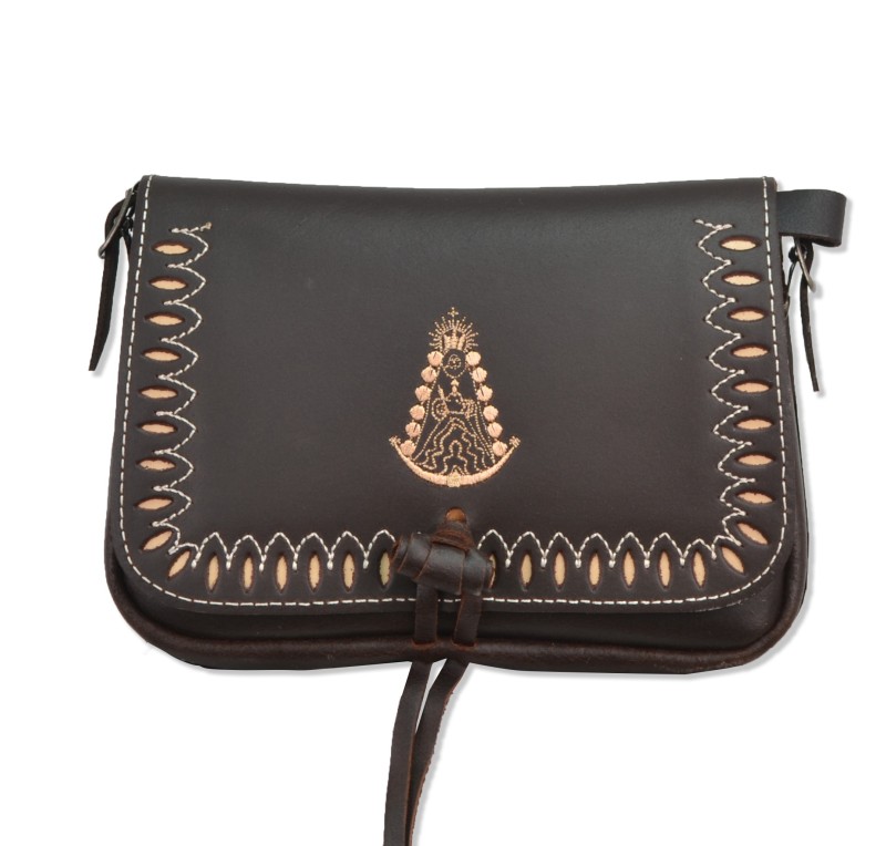 BOLSO COSTURA 3 FLORES BORDADO VIRGEN