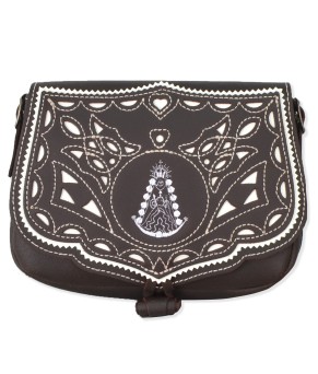 Bolso rociero ribete picado Virgen | Engrasado fondo blanco
