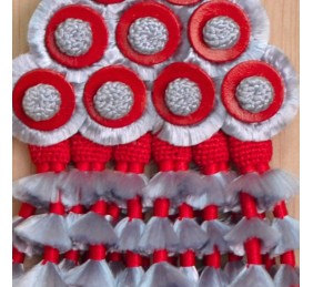 Mosquero de seda artesano premium | Gris y rojo