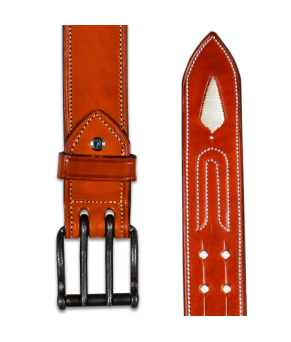 Cinturón de cuero Los Nietos hecho a mano Piña Blanca | Doble Pincho