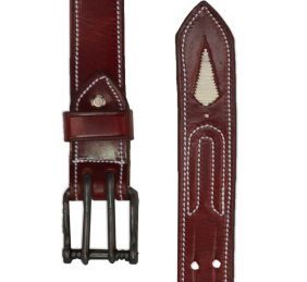 Cinturón de cuero Los Nietos hecho a mano Piña Blanca | Doble Pincho