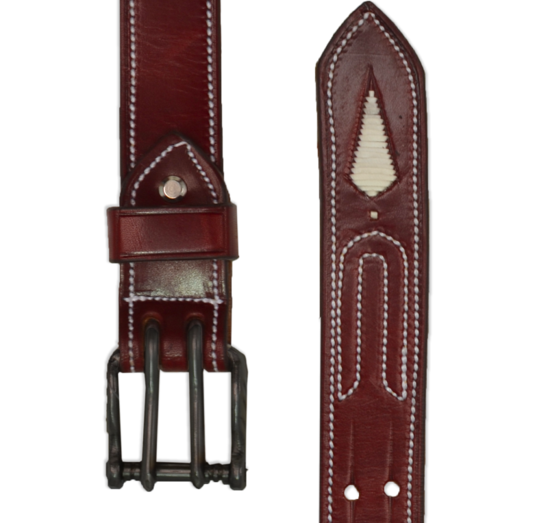 Cinturón de cuero Los Nietos hecho a mano Piña Blanca | Doble Pincho