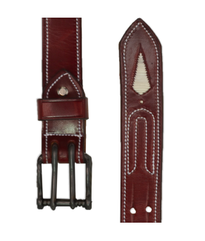 Cinturón de cuero Los Nietos hecho a mano Piña Blanca | Doble Pincho