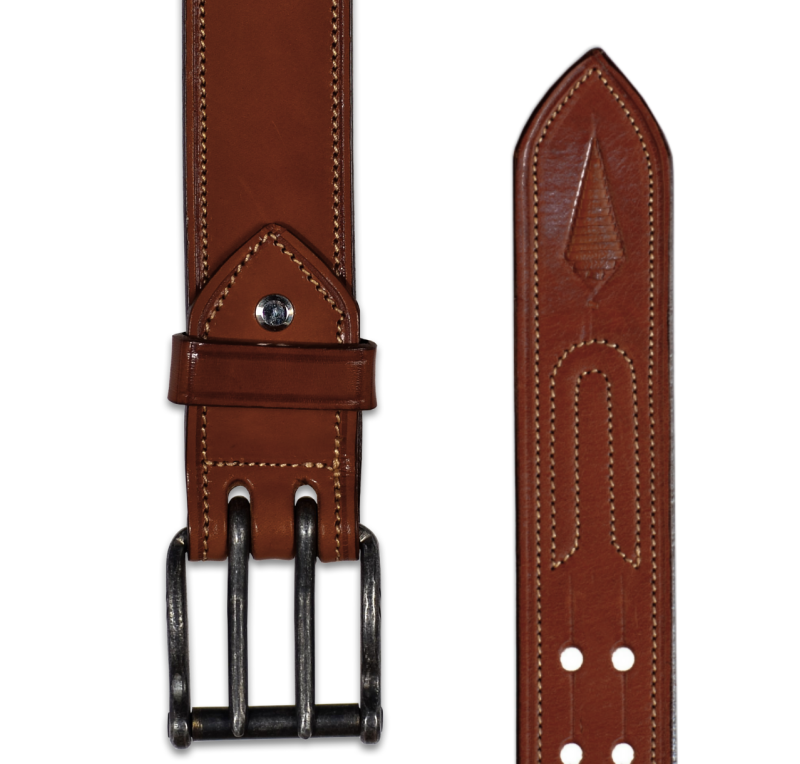 Cinturón de cuero Los Nietos hecho a mano Liso Doble Pincho