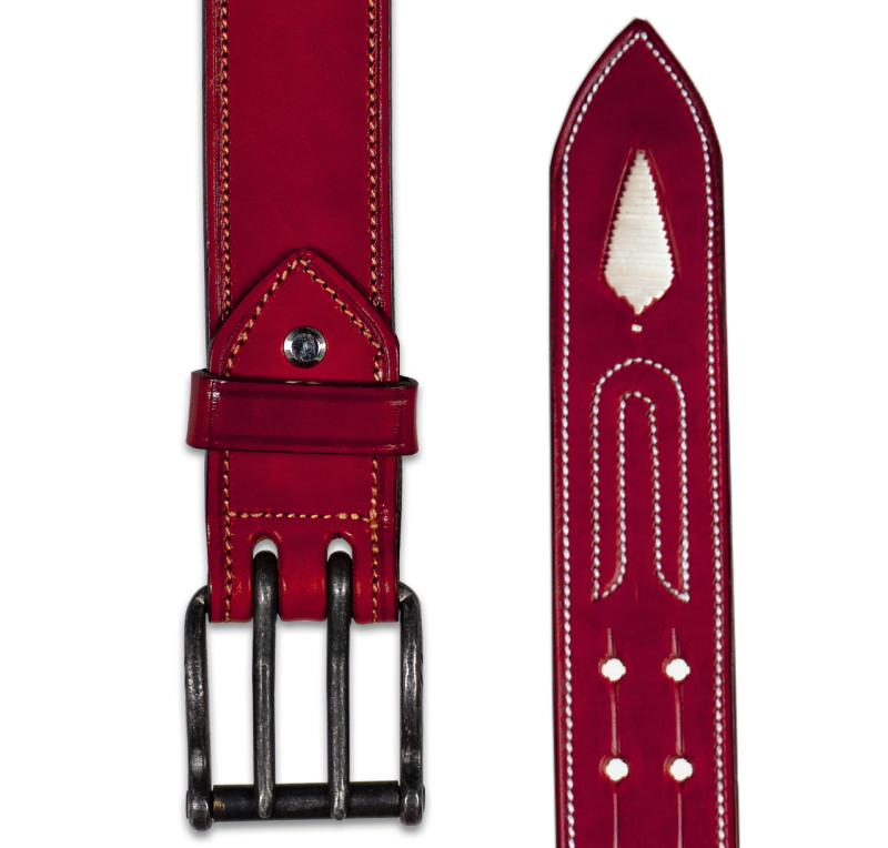 Cinturón de cuero Los Nietos hecho a mano Piña Blanca | Doble Pincho