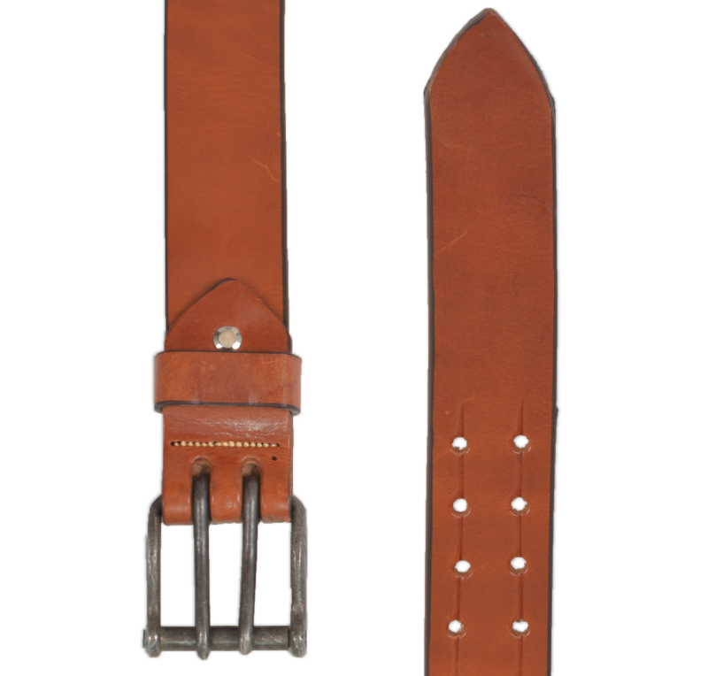 Cinturón de cuero Los Nietos hecho a mano Liso Pespunte | Doble Pincho