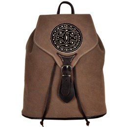 Mochila De Cuero Y Ante Tostado