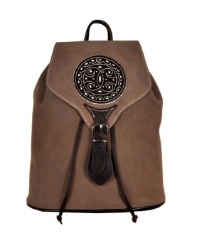 Mochila De Cuero Y Ante Tostado