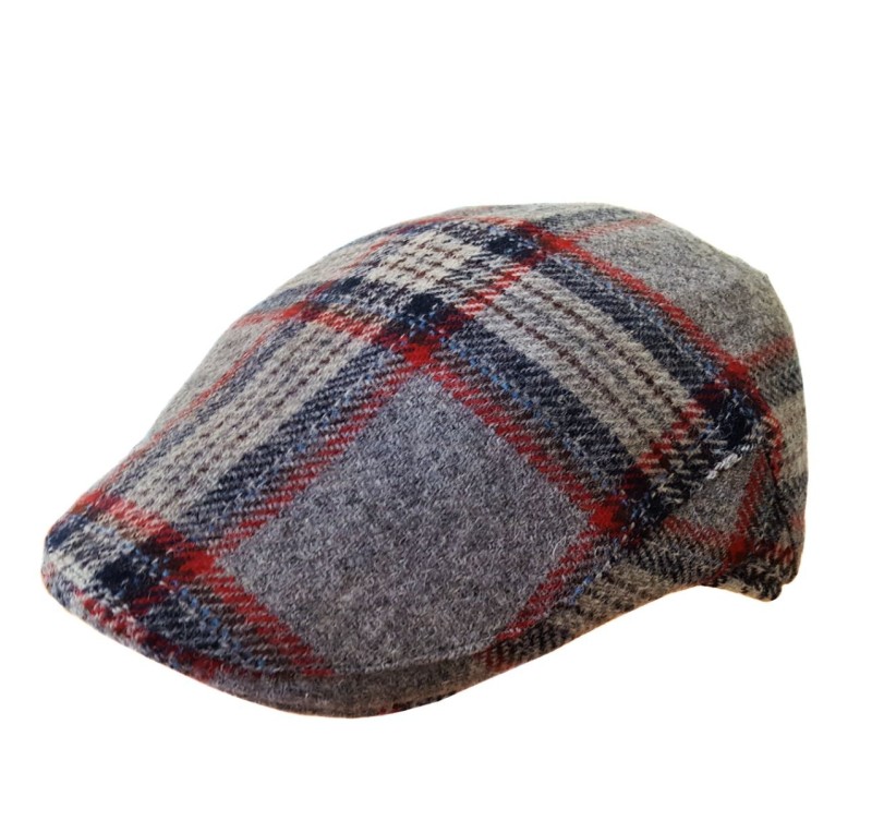 Gorra Cuadros Gris Azul Rojo