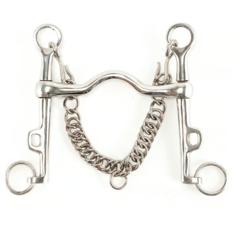 Bocado polo móvil largo con cadenilla inoxidable