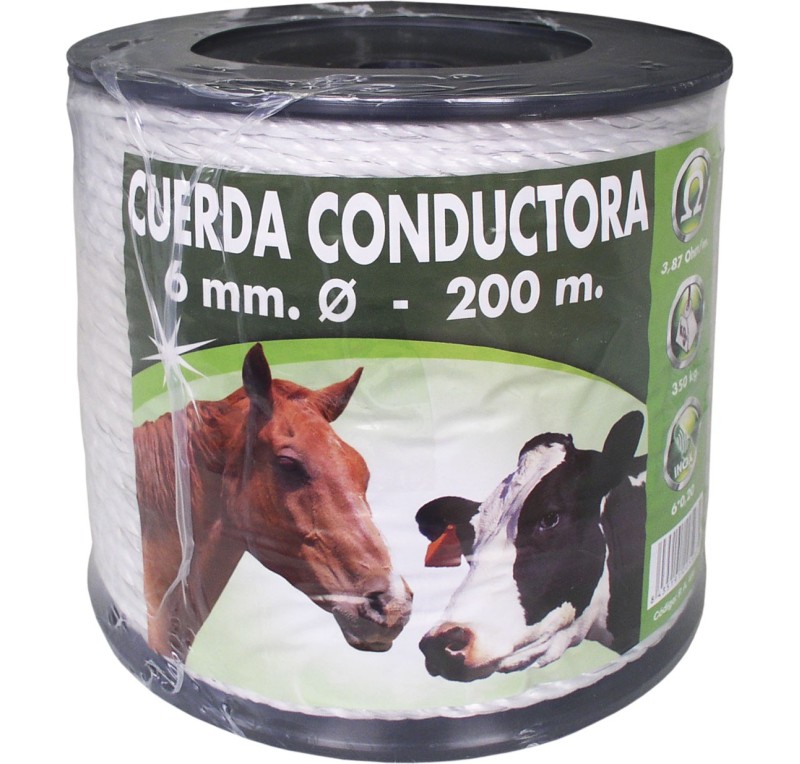 Cordón conductor blanco 6mm 200M
