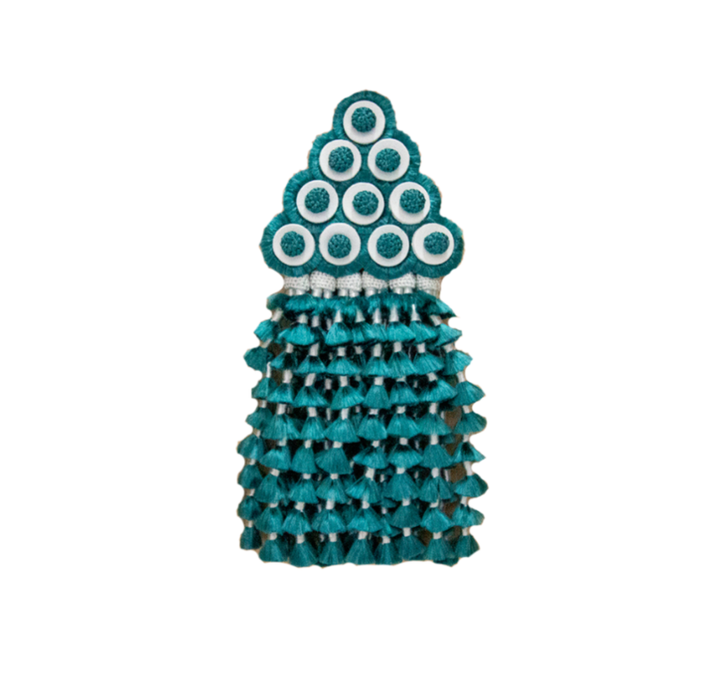 Mosquero artesano de seda premium | Verde agua - beige