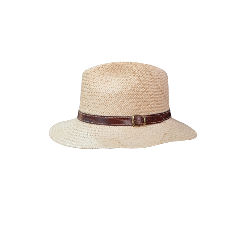 Sombrero de paja natural con correa