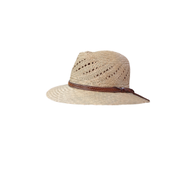 Sombrero de paja natural con lazo de piel
