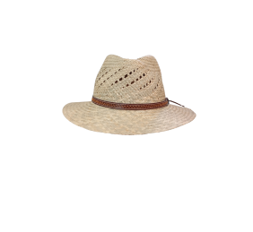 Sombrero de paja natural con lazo de piel