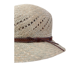 Sombrero de paja natural con lazo de piel