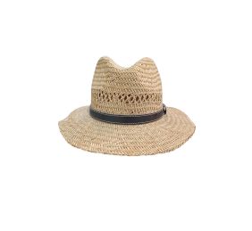 Sombrero de paja natural con cinta de cuero negra