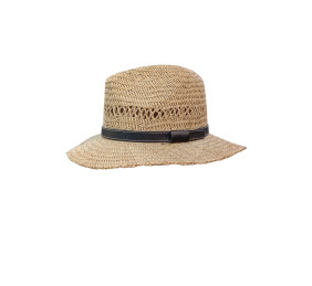 Sombrero de paja natural con cinta de cuero negra