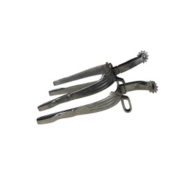 Espuela vaquera de gallo curvo con ruleta inglesa de acero inoxidable