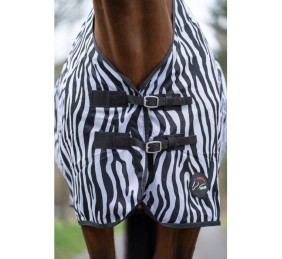 Manta anti moscas zebra con cinturón cruzado