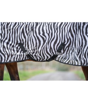 Manta anti moscas zebra con cinturón cruzado