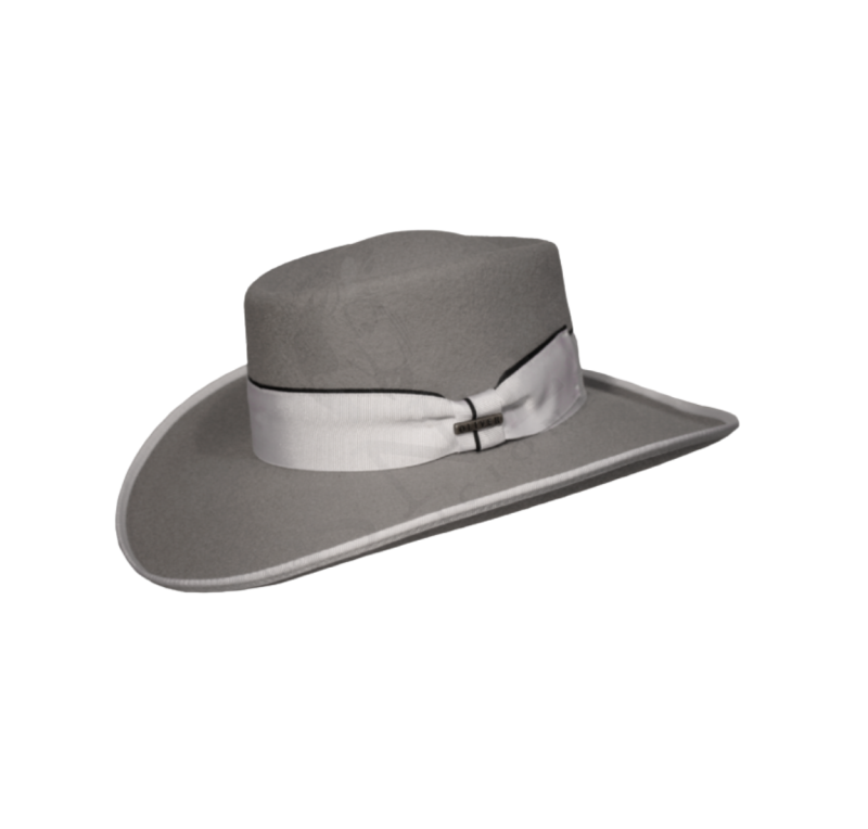 Sombrero gambler de lana 180 gr medio lazo | Plata