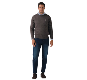 Jersey cuello de caja melange | Carbón