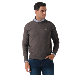 Jersey cuello de caja melange | Carbón