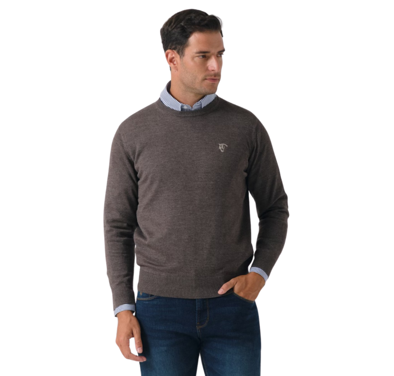 Jersey cuello de caja melange | Carbón