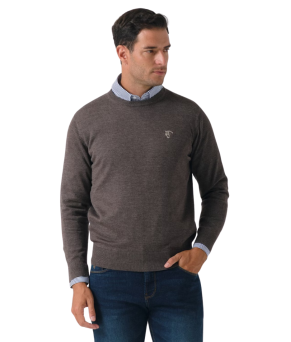 Jersey cuello de caja melange | Carbón