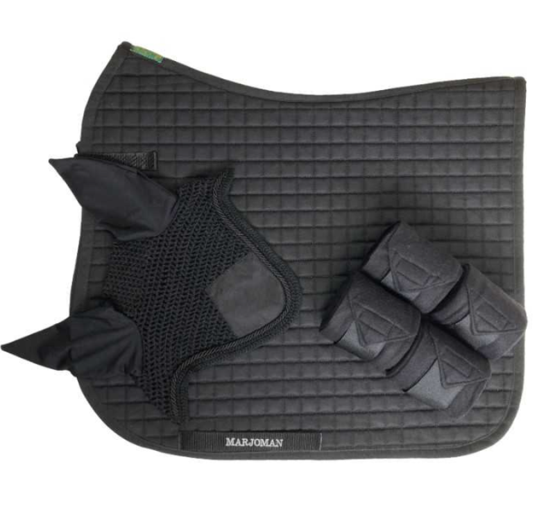 Juego de mantilla, orejeras y vendas