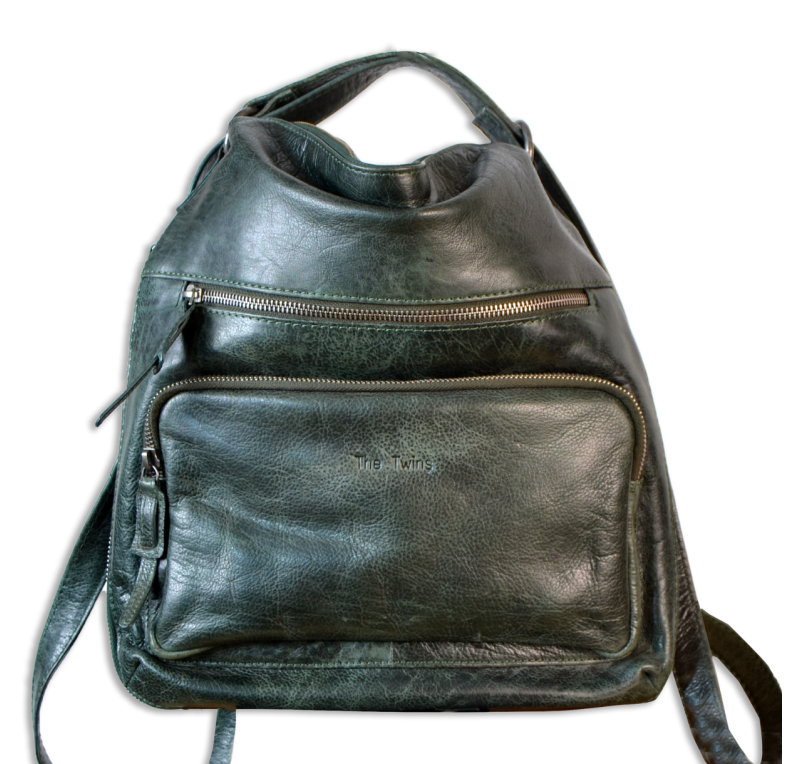 Mochila-bolso de cuero mod. OPE Color verde