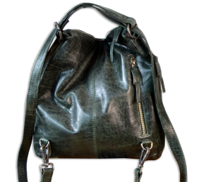 Mochila-bolso de cuero mod. OPE Color verde