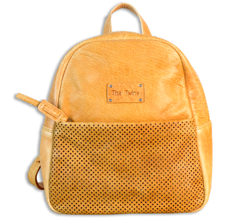 Mochila de Cuero CRA00| Color mostaza